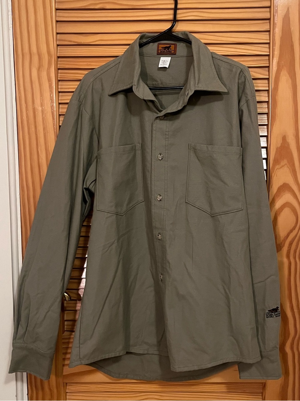 Irish Setter Olive Green Men's Work Outdoor Shirt Jacket 100% Cotton Size L